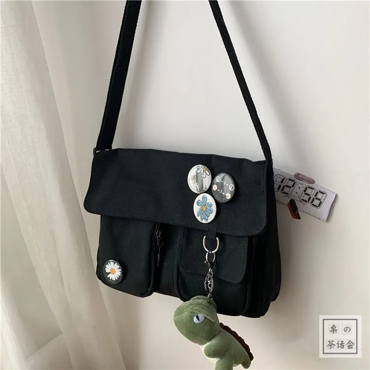 Vvsha Crossbody Tooling Canvas Student Messenger Bag Large Capacity Female Casual Shoulder Multifunctional Outdoor Travel School Bag