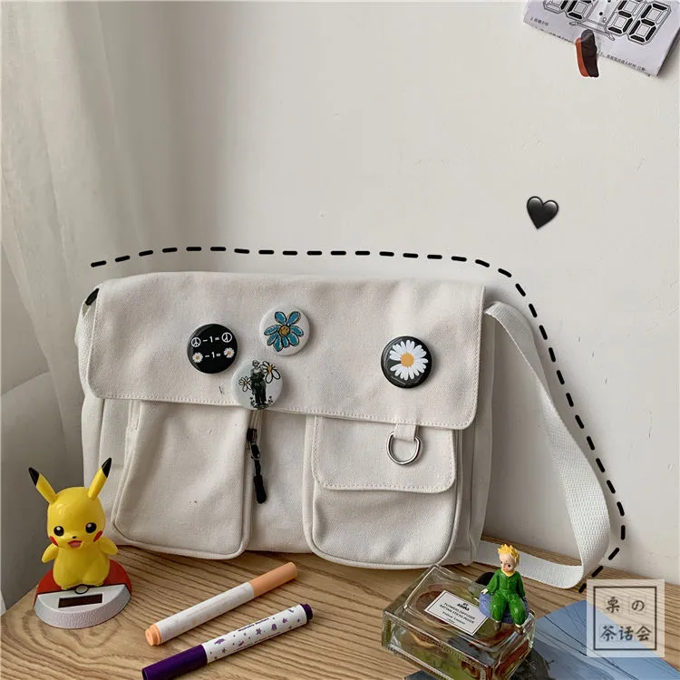 Vvsha Crossbody Tooling Canvas Student Messenger Bag Large Capacity Female Casual Shoulder Multifunctional Outdoor Travel School Bag