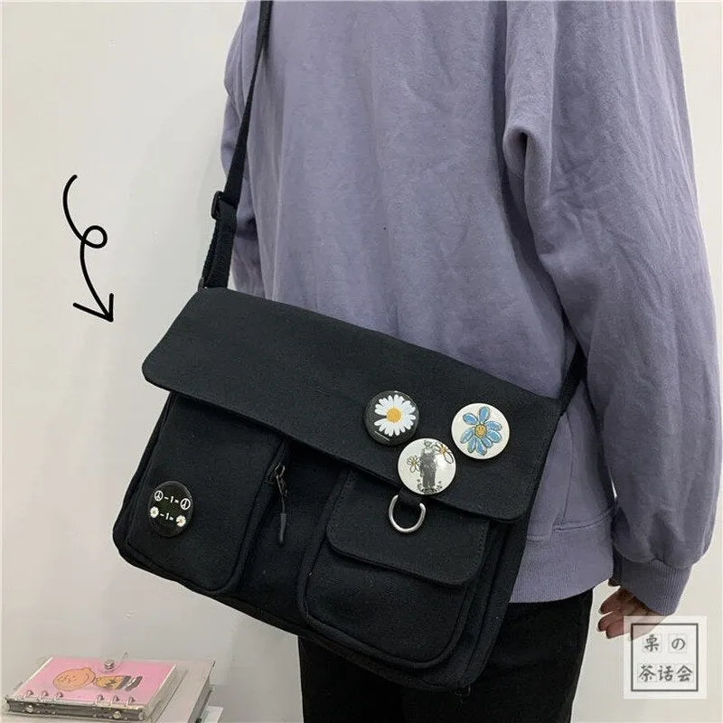 Vvsha Crossbody Tooling Canvas Student Messenger Bag Large Capacity Female Casual Shoulder Multifunctional Outdoor Travel School Bag
