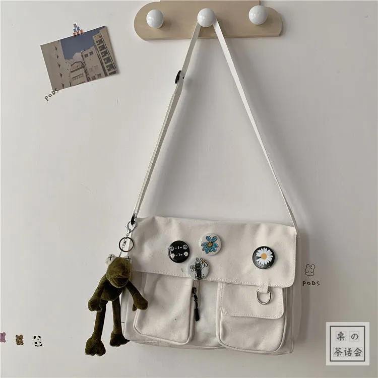 Vvsha Crossbody Tooling Canvas Student Messenger Bag Large Capacity Female Casual Shoulder Multifunctional Outdoor Travel School Bag