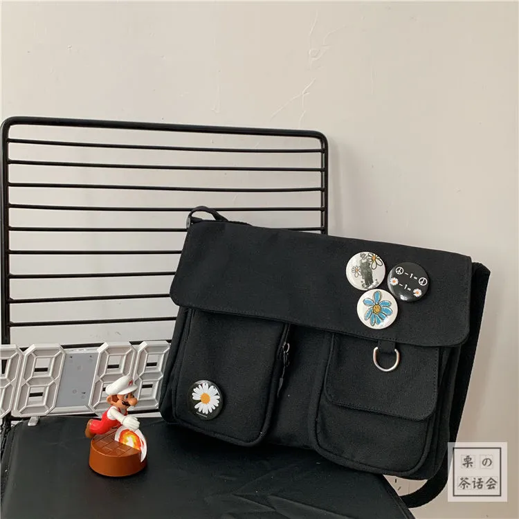 Vvsha Crossbody Tooling Canvas Student Messenger Bag Large Capacity Female Casual Shoulder Multifunctional Outdoor Travel School Bag